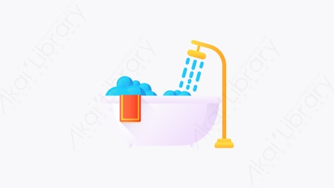 图片素材-017-浴缸bathtub扁平卡通家具元素图标