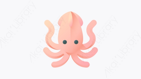 图片素材-018-鱿鱼squid扁平卡通海洋元素图标