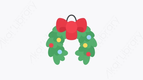 图片素材-020-圣诞花环christmas_wreath扁平卡通圣诞节元素图标