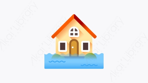 图片素材-021-洪水flood扁平卡通房地产元素图标