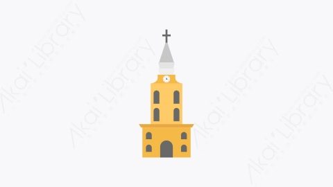 图片素材-023-教堂church扁平卡通城市地图元素图标