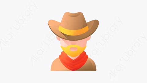 图片素材-023-牛仔cowboy扁平卡通狂野西部元素图标