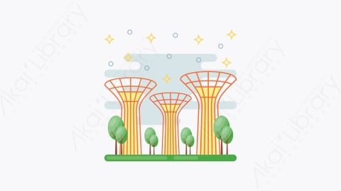 图片素材-023-滨海湾金沙marina_bay_sands扁平卡通亚洲建筑图标