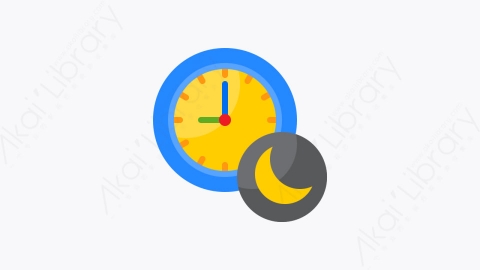 图片素材-024-晚上night扁平卡通时间时钟钟表元素图标