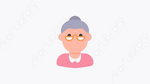 图片素材-024-老妇人old_woman扁平卡通人物头像元素图标