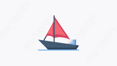 图片素材-024-帆船sailboat扁平卡通交通图标