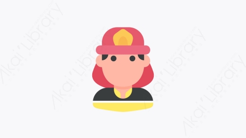 图片素材-025-消防员fireman扁平卡通人物头像元素图标