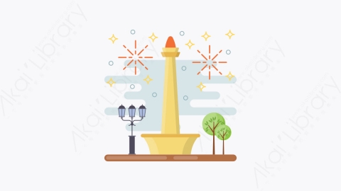 图片素材-025-印度尼西亚国家纪念碑national_monument_of_indonesia扁平卡通亚洲建筑图标