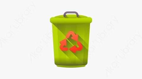 图片素材-025-垃圾桶trashcan扁平卡通城市元素图标