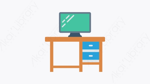 图片素材-0259-办公桌desk卡通扁平学校与教育元素图标