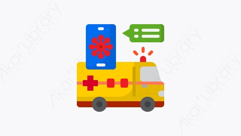 图片素材-026-救护车ambulance扁平卡通电晕病毒元素图标