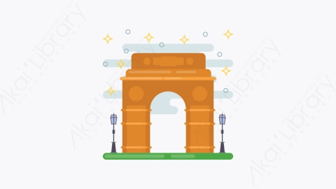 图片素材-027-印度门india_gate扁平卡通亚洲建筑图标