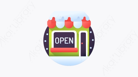 图片素材-027-商店store扁平卡通圣诞城市元素图标