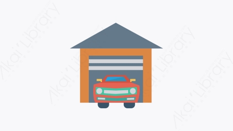 图片素材-028-车库garage扁平卡通交通工具图标元素