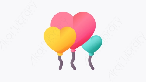 图片素材-029-气球balloons扁平卡通情人节元素图标