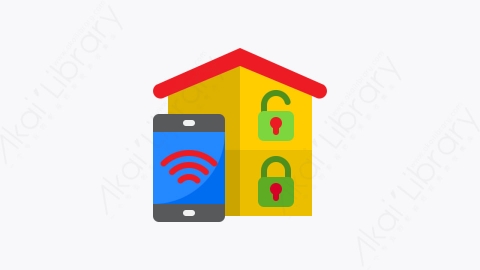 图片素材-030-智能锁smart_lock扁平卡通物联网元素图标