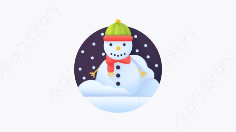 图片素材-031-雪人snowman扁平卡通圣诞城市元素图标