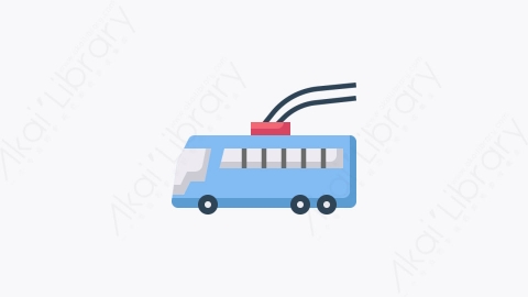 图片素材-032-无轨电车trolley_bus扁平卡通交通图标
