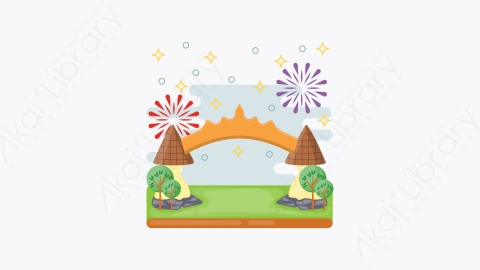 图片素材-033-迪士尼乐园disneyland扁平卡通亚洲建筑图标