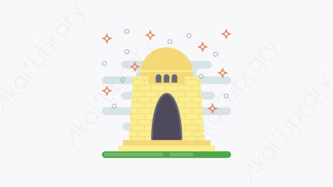图片素材-034-建筑mazarequaid扁平卡通亚洲建筑图标
