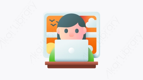 图片素材-034-在家工作working_at_home扁平卡通工作主页元素图标