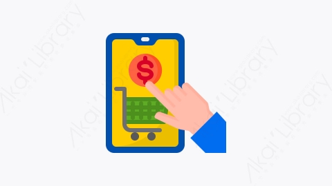 图片素材-037-网上购物shopping_online扁平卡通在家工作元素图标