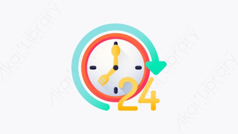 图片素材-038-24小时hours扁平卡通食物交付元素图标