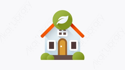图片素材-040-生态屋ecohouse扁平卡通房地产元素图标