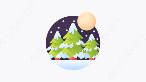 图片素材-040-松树pines扁平卡通圣诞城市元素图标