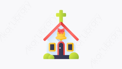 图片素材-041-教堂church扁平卡通圣诞节元素图标