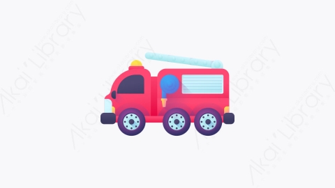 图片素材-044-消防车firefighter_car扁平卡通交通元素图标