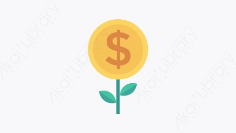 图片素材-044-美元金币growth扁平卡通银行和商务金融业图标元素