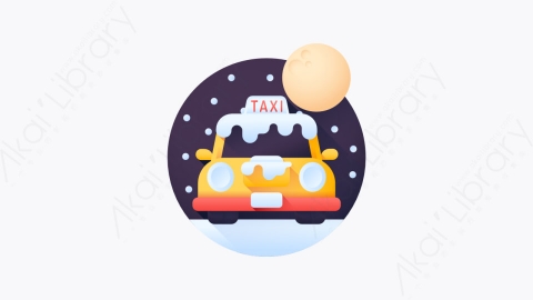 图片素材-044-出租车taxi扁平卡通圣诞城市元素图标