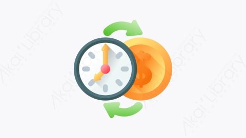 图片素材-045-时间就是金钱time_is_money扁平卡通工作主页元素图标