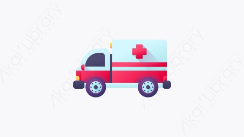 图片素材-046-救护车ambulance扁平卡通交通元素图标