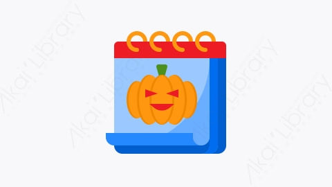 图片素材-046-万圣节halloween扁平卡通日历和日期元素图标