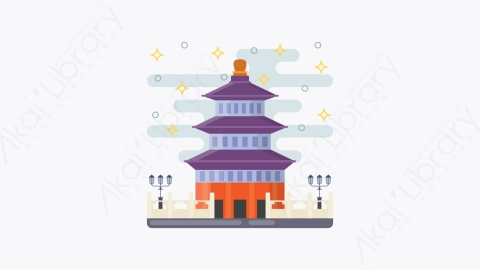 图片素材-046-宝塔pagoda扁平卡通亚洲建筑图标