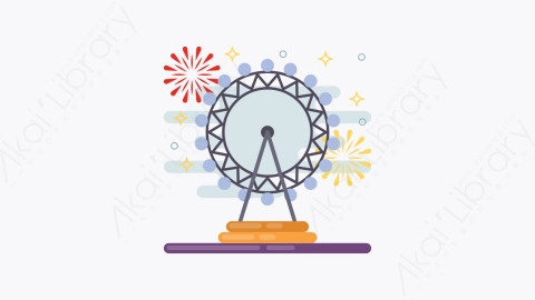 图片素材-048-摩天轮ferris_wheel扁平卡通亚洲建筑图标