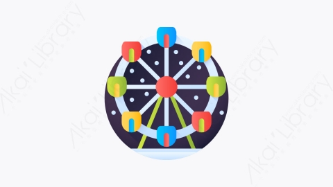 图片素材-050-摩天轮ferriswheel扁平卡通圣诞城市元素图标