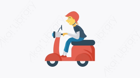 图片素材-052-滑板车scooter扁平卡通交通运输工具图标元素