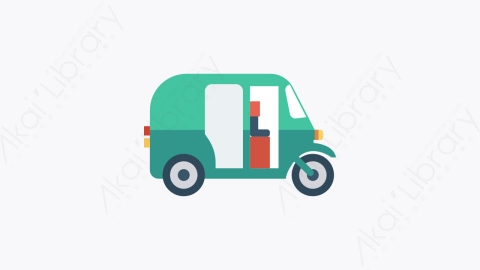 图片素材-056-人力车rickshaw扁平卡通交通工具图标元素