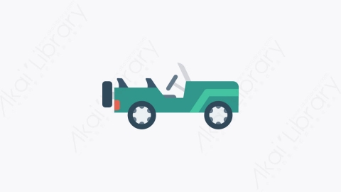 图片素材-063-吉普jeep扁平卡通交通运输工具图标元素