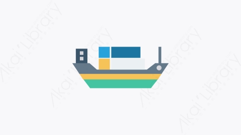 图片素材-075-货船cargoship扁平卡通交通工具图标元素