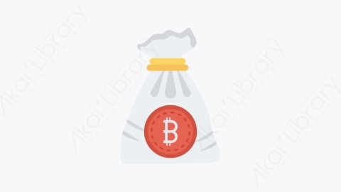 图片素材-075-钱袋moneybag扁平卡通比特币区块链和加密货币元素图标