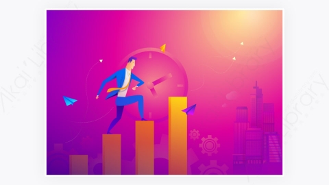 图片素材-作为商人的经营理念在增长线图上运行