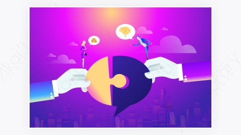 图片素材-商人和女人的伙伴连接拼图团队合作概念设计