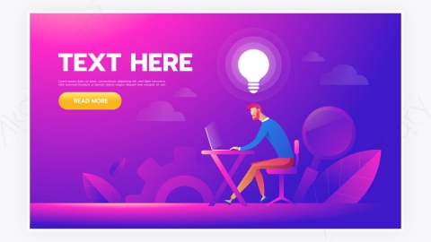 图片素材-快乐的商人在他的办公桌前工作并创建想法