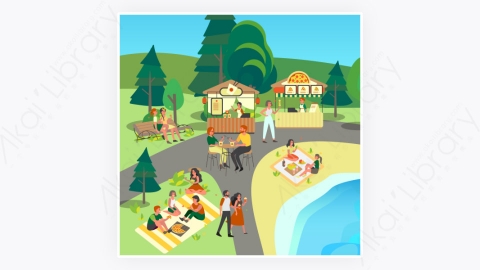 图片素材-扁平卡通家庭户外活动春游-16