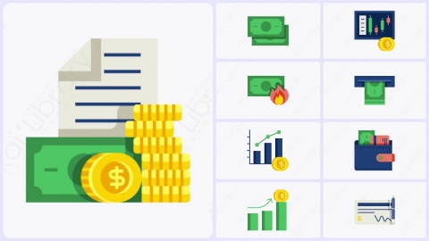 图片素材-24个扁平卡通金钱和金融的元素图标