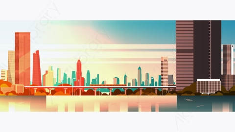 图片素材-现代城市全景与摩天大楼和地铁城市矢量图-1